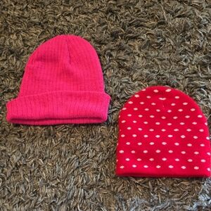a.n.a Kids Pink and Red Beanie Duo